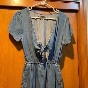 A&F DENIM TIE FRONT ROMPER